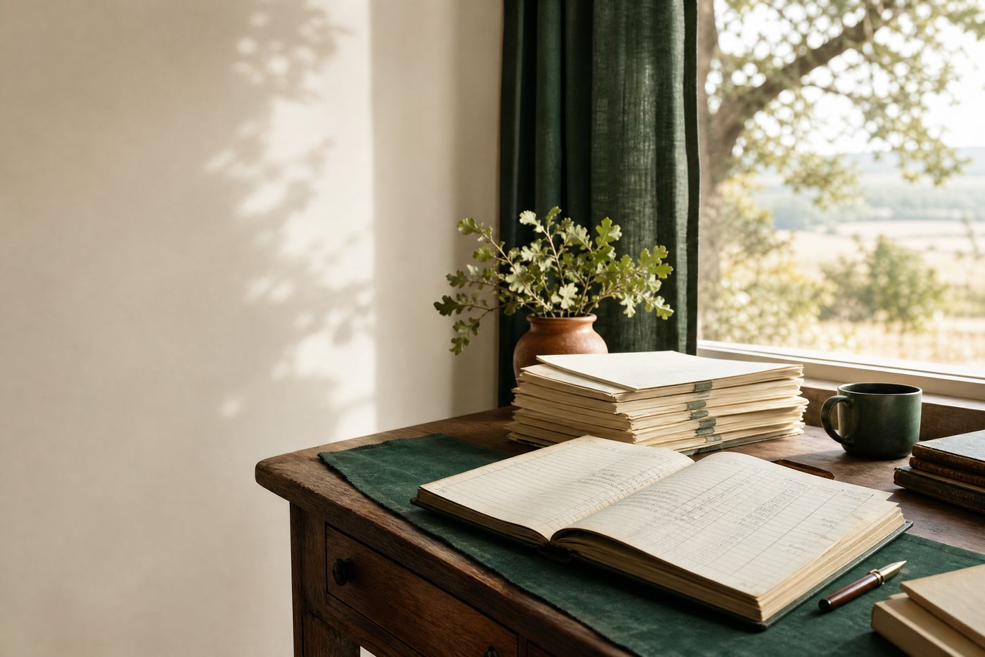 Organized bookkeeping workspace and source records